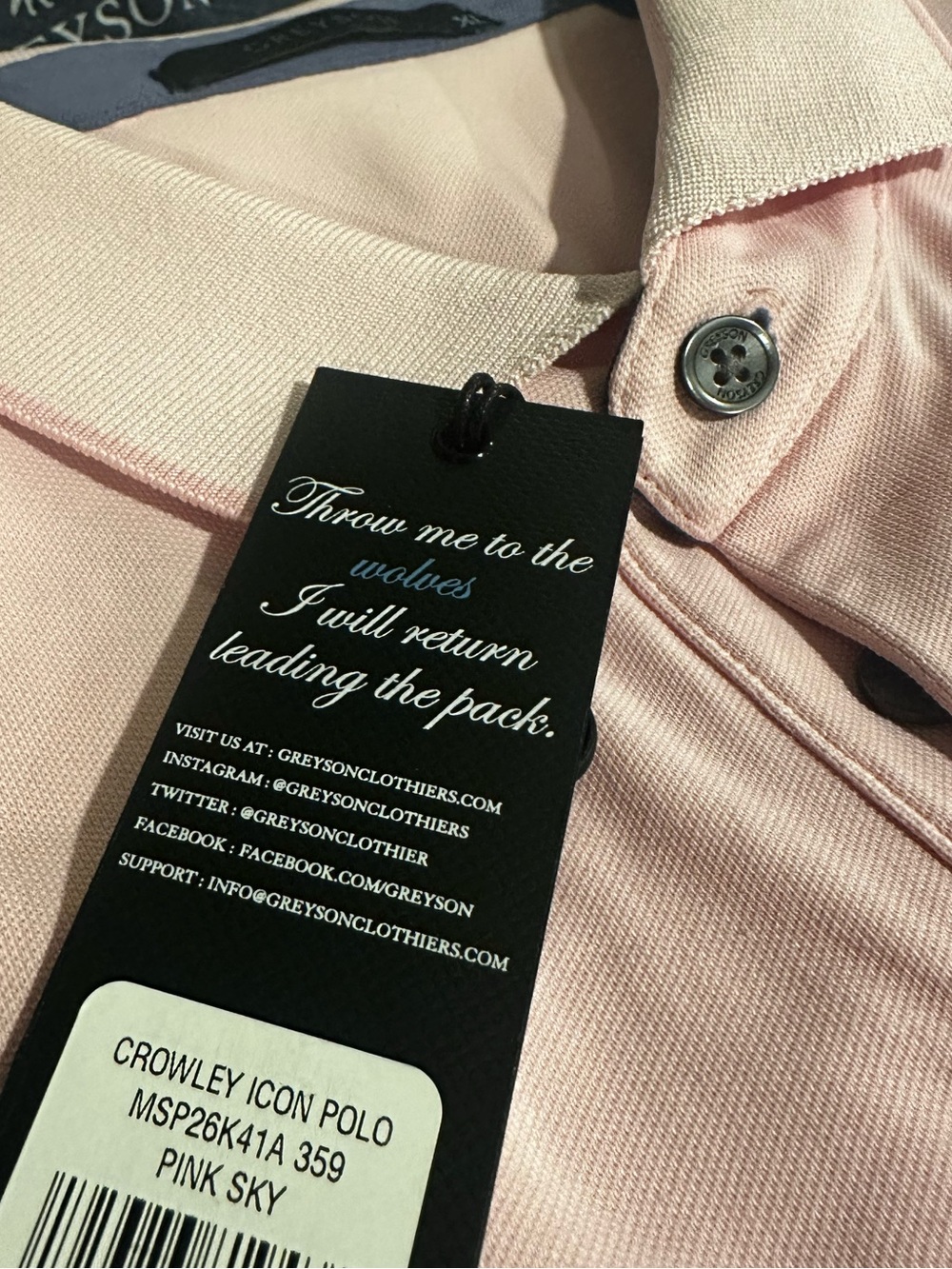 Greyson Crowley Icon Polo Jacket - Pink Sky New